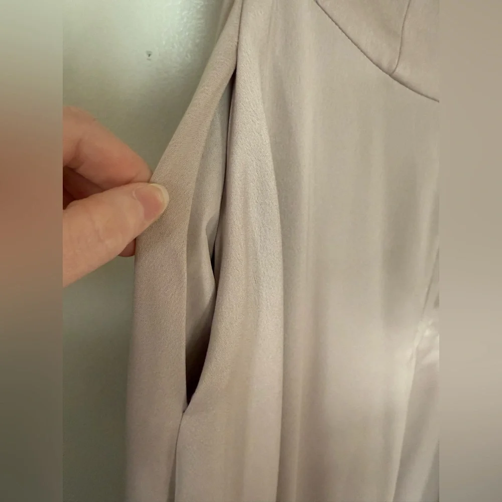 Crepe-Back Satin One-Shoulder Dress - Biscotti - 6 - Picture 9 of 13